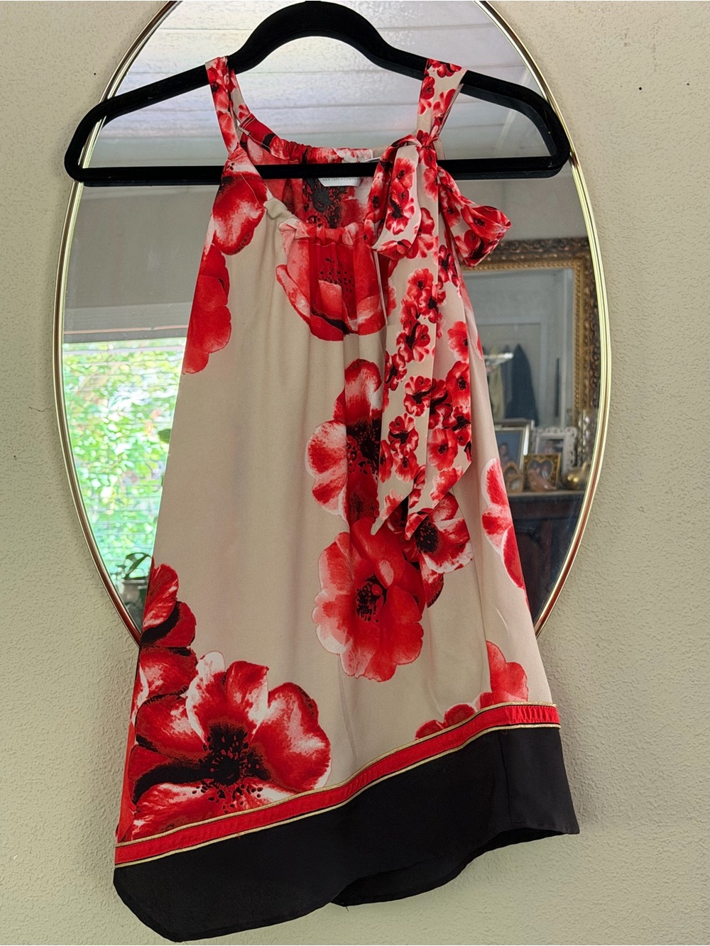 New York & Company Floral Print Halter Blouse w/ Sash NWT Vintage Coquette Girl🌺
